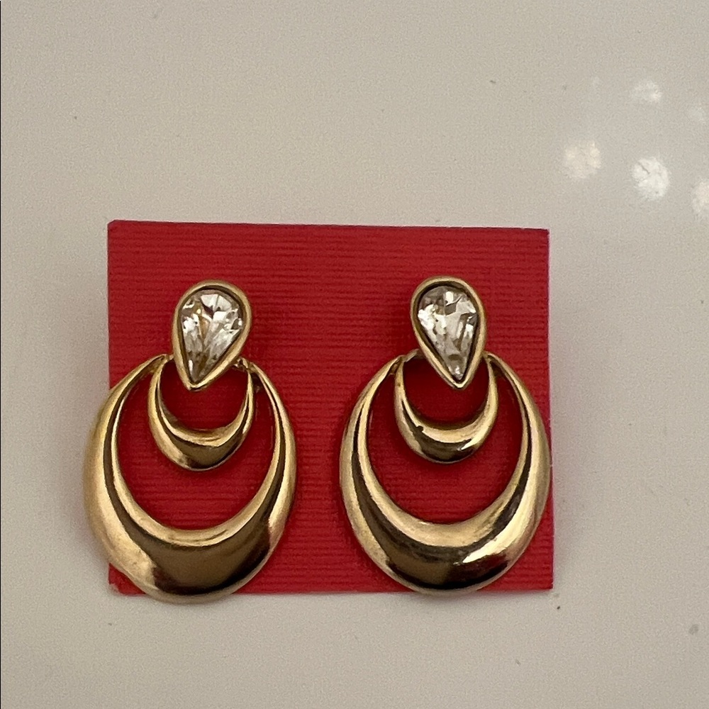 Source Unknown Gold and Silver Crescent Earrings